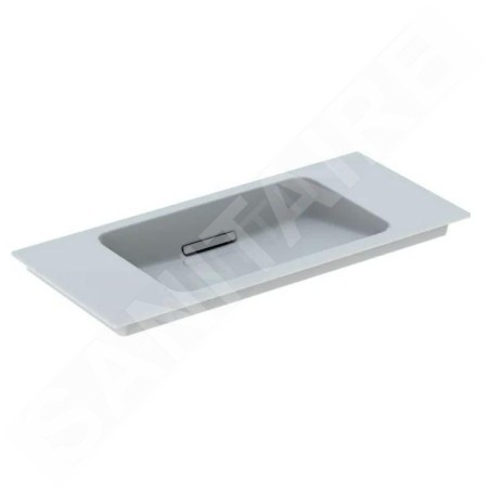 Geberit ONE - Meuble-lavabo 900x400x130 mm, trop-plein caché, sans trou pour robinetterie, sortie horizontale, KeraTect, blanc