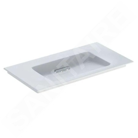 Geberit ONE - Meuble-lavabo 900x480x130 mm, trop-plein caché, sans trou pour robinetterie, sortie horizontale, KeraTect, blanc