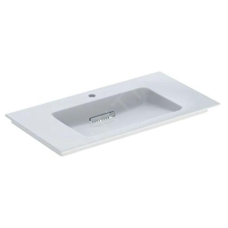 Geberit ONE - Meuble-lavabo 900x480x130 mm, trop-plein caché, avec trou pour robinetterie, sortie horizontale, KeraTect, blanc