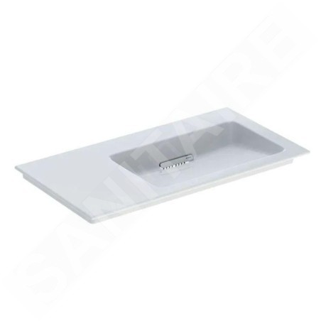 Geberit ONE - Meuble-lavabo 900x480x131 mm, trop-plein caché, sans trou pour robinetterie, sortie horizontale, KeraTect, blanc