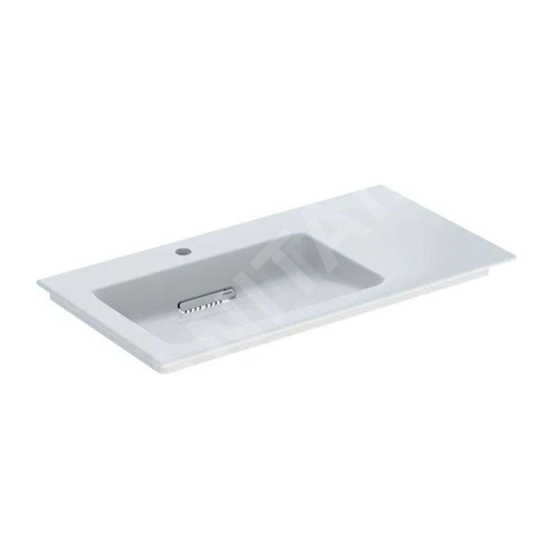 Geberit ONE - Meuble-lavabo 900x480x131 mm, trop-plein caché, avec trou pour robinetterie, sortie horizontale, KeraTect, blanc Geberit ONE - Meuble-lavabo 900x480x131 mm, trop-plein caché, avec trou pour robinetterie, sortie horizontale, KeraTect, blanc