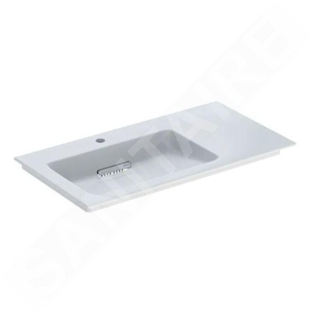 Geberit ONE - Meuble-lavabo 900x480x131 mm, trop-plein caché, avec trou pour robinetterie, sortie horizontale, KeraTect, blanc