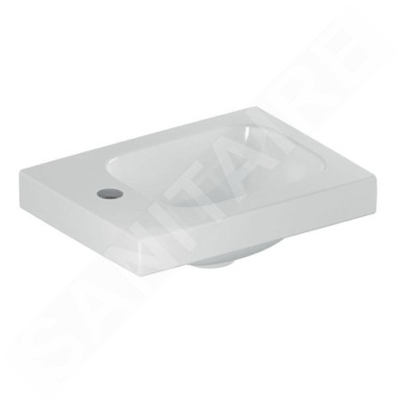Geberit iCon - Lave-mains 380x280x130 mm, sans trop-plein, trou pour robinetterie à gauche, KeraTect, blanc 501.831.00.2