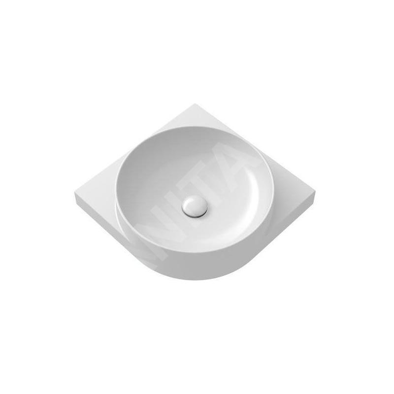 Ravak Yard - Lavabo d'angle 45x45 cm, sans trop-plein, trou pour robinet, blanc XJX01245000