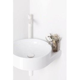 Ravak Yard - Lavabo d'angle 45x45 cm, sans trop-plein, trou pour robinet, blanc XJX01245000