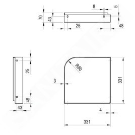Ravak Yard - Console pour lavabo pour lavabo Yard 450 C, noir X01780
