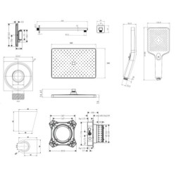 SANITINO - Set de douche avec thermostat et corps encastré hansgrohe, accessoires kielle, noir mat SANI21HKK403