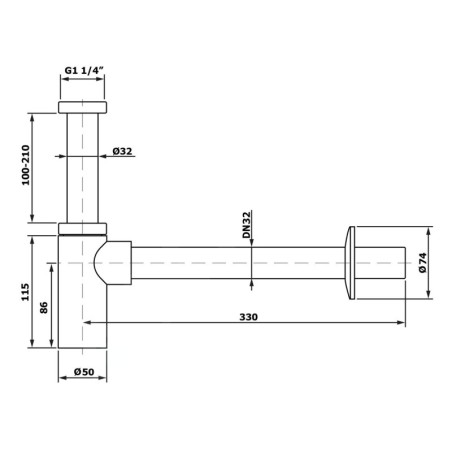 Bruckner Accessoires - Siphon de lavabo, 1 1/4, chromé 151.209.1