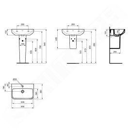 Ideal Standard i.Life S - Lavabo 550x370 mm, avec trop-plein, trou pour robinetterie, blanc T458401