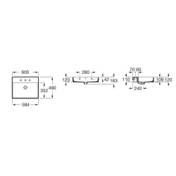 Roca Inspira - Lavabo 600x490 mm, avec trop-plein, trou pour robinetterie, blanc A32752C000
