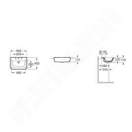 Roca The Gap - Meuble-lavabo 560x400 mm, avec trop-plein, trou pour robinetterie, blanc A32747S000