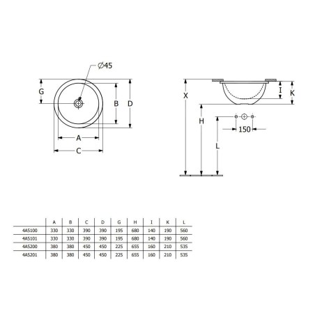 Villeroy & Boch Loop&Friends - Lavabo à encastrer, diamètre 330 mm, sans trop-plein, Ceramicplus, blanc alpin 4A5101R1