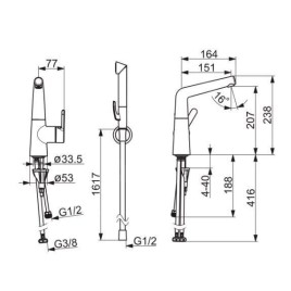 Hansa Designo - Mitigeur de lavabo avec bec pivotant et douchette extractible, chrome 51342201
