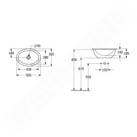 Villeroy & Boch Loop&Friends - Lavabo à encastrer, 505x365 mm, avec trop-plein, blanc alpin 4A610001