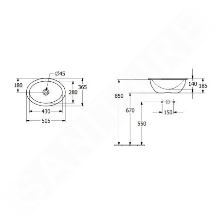 Villeroy & Boch Loop&Friends - Lavabo à encastrer, 505x365 mm, avec trop-plein, blanc alpin 4A610001
