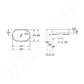 Villeroy & Boch Architectura - Vasque à poser, 600x400 mm, sans trop-plein, Ceramicplus, blanc alpin 5A2661R1