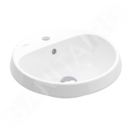 Villeroy & Boch Architectura - Lavabo à encastrer, 450x450 mm, avec trop-plein, trou pour robinet, blanc alpin 5A654501