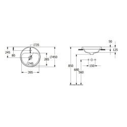 Villeroy & Boch Architectura - Lavabo à encastrer, 450x450 mm, sans trop-plein, trou de robinet, CeramicPlus, blanc alpin