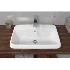 Villeroy & Boch Architectura - Lavabo à encastrer, 600x450 mm, avec trop-plein, trou de robinet, CeramicPlus, blanc alpin
