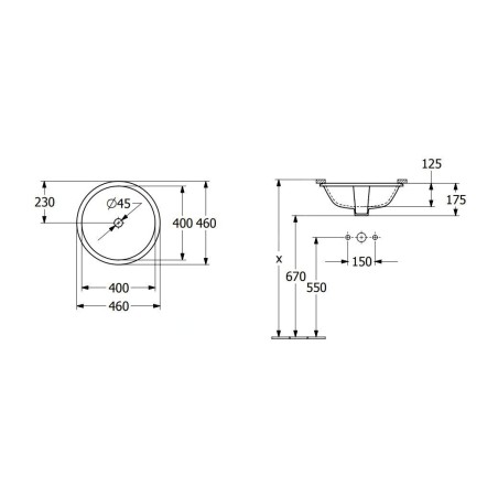 Villeroy & Boch Architectura - Lavabo à encastrer, diamètre 400 mm, avec trop-plein, blanc alpin 5A754501