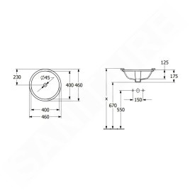 Villeroy & Boch Architectura - Lavabo à encastrer, 570x375 mm, sans trop-plein, blanc alpin 5A754601