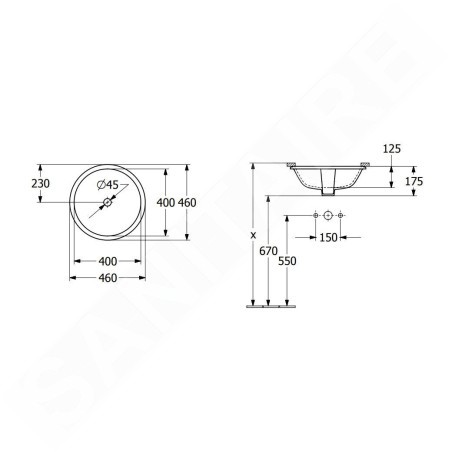 Villeroy & Boch Architectura - Lavabo à encastrer, 570x375 mm, sans trop-plein, blanc alpin 5A754601