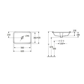 Villeroy & Boch Architectura - Lavabo à encastrer, 560x360 mm, sans trop-plein, CeramicPlus, blanc alpin 5A7761R1