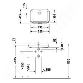 Duravit Soleil by Starck - Lavabo 490x350 mm, encastrable, avec trop-plein, sans trou pour robinet, blanc 0397490060