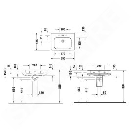Duravit Soleil by Starck - Lavabo 650x480 mm, avec trop-plein, trou pour robinet, WonderGliss, blanc 23766500001