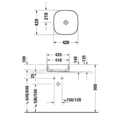 Duravit Zencha - Lavabo à poser, 420x420 mm, sans trop-plein, DuraCeram, blanc mat 2373423279