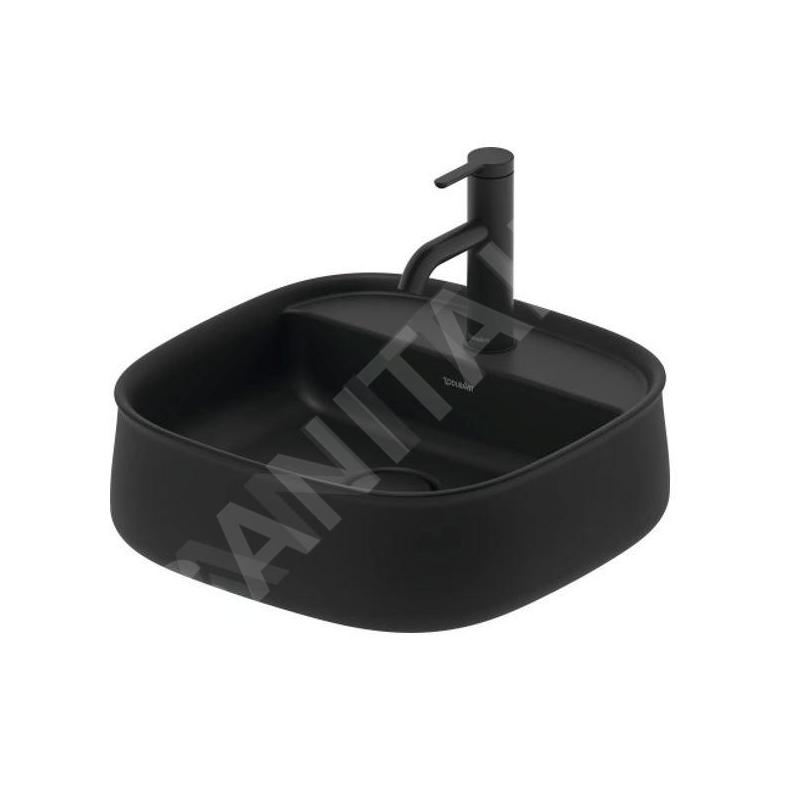 Duravit Zencha - Lavabo à poser 420x420 mm, sans trop-plein, trou pour robinet, DuraCeram, WonderGliss, anthracite mat