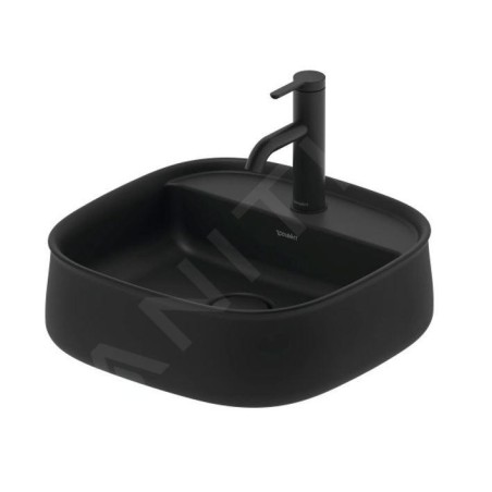 Duravit Zencha - Lavabo à poser 420x420 mm, sans trop-plein, trou pour robinet, DuraCeram, WonderGliss, anthracite mat