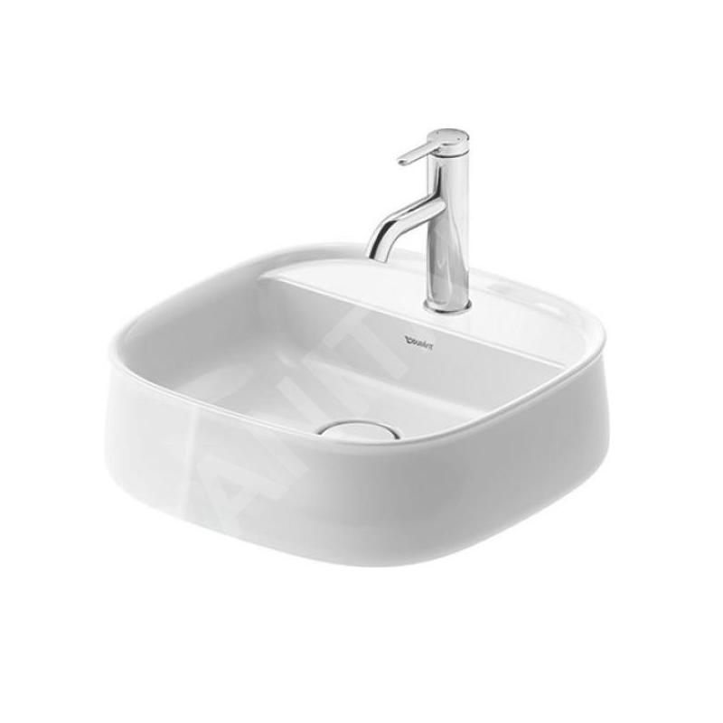 Duravit Zencha - Lavabo à poser 420x420 mm, sans trop-plein, trou pour robinet, DuraCeram, blanc 2374420071 Duravit Zencha - Lavabo à poser 420x420 mm, sans trop-plein, trou pour robinet, DuraCeram, blanc 2374420071