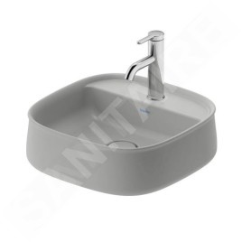 Duravit Zencha - Lavabo à poser 420x420 mm, sans trop-plein, trou pour robinet, DuraCeram, WonderGliss, gris mat 2374426771