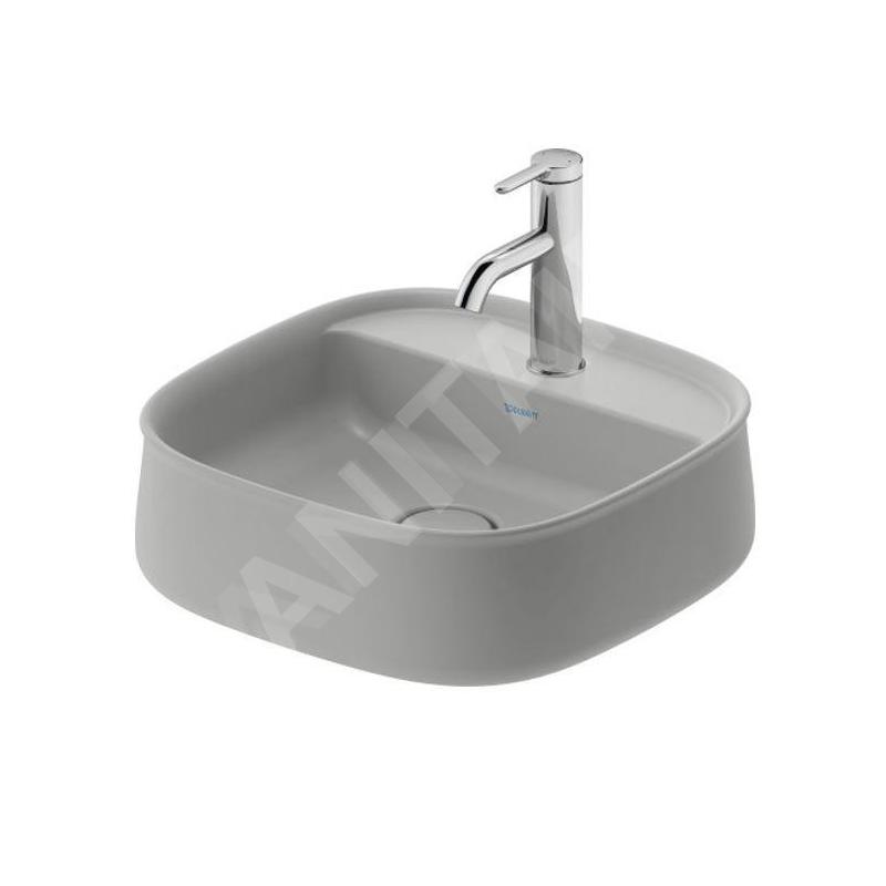 Duravit Zencha - Lavabo à poser 420x420 mm, sans trop-plein, trou pour robinet, DuraCeram, WonderGliss, gris mat 23744267711 Duravit Zencha - Lavabo à poser 420x420 mm, sans trop-plein, trou pour robinet, DuraCeram, WonderGliss, gris mat 23744267711