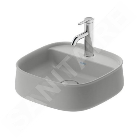 Duravit Zencha - Lavabo à poser 420x420 mm, sans trop-plein, trou pour robinet, DuraCeram, WonderGliss, gris mat 23744267711