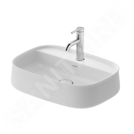 Duravit Zencha - Lavabo à poser 550x390 mm, sans trop-plein, trou pour robinet, DuraCeram, WonderGliss, blanc mat 2374553271