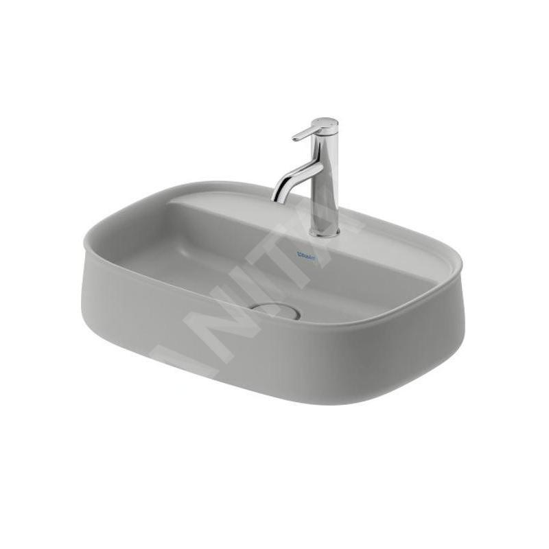 Duravit Zencha - Lavabo à poser 550x390 mm, sans trop-plein, trou pour robinet, DuraCeram, WonderGliss, gris mat 2374556771