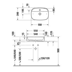 Duravit Zencha - Lavabo à poser 550x390 mm, sans trop-plein, trou pour robinet, DuraCeram, WonderGliss, gris mat 2374556771