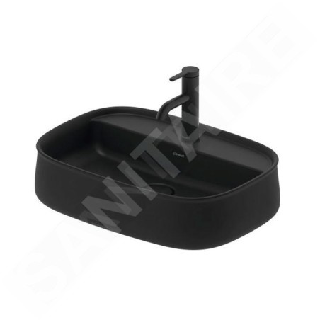 Duravit Zencha - Lavabo à poser 550x390 mm, sans trop-plein, trou pour robinet, DuraCeram, WonderGliss, anthracite mat