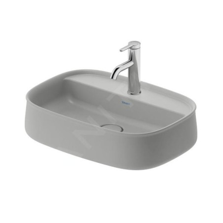 Duravit Zencha - Lavabo à poser 550x390 mm, sans trop-plein, trou pour robinet, DuraCeram, WonderGliss, gris mat 23745567711