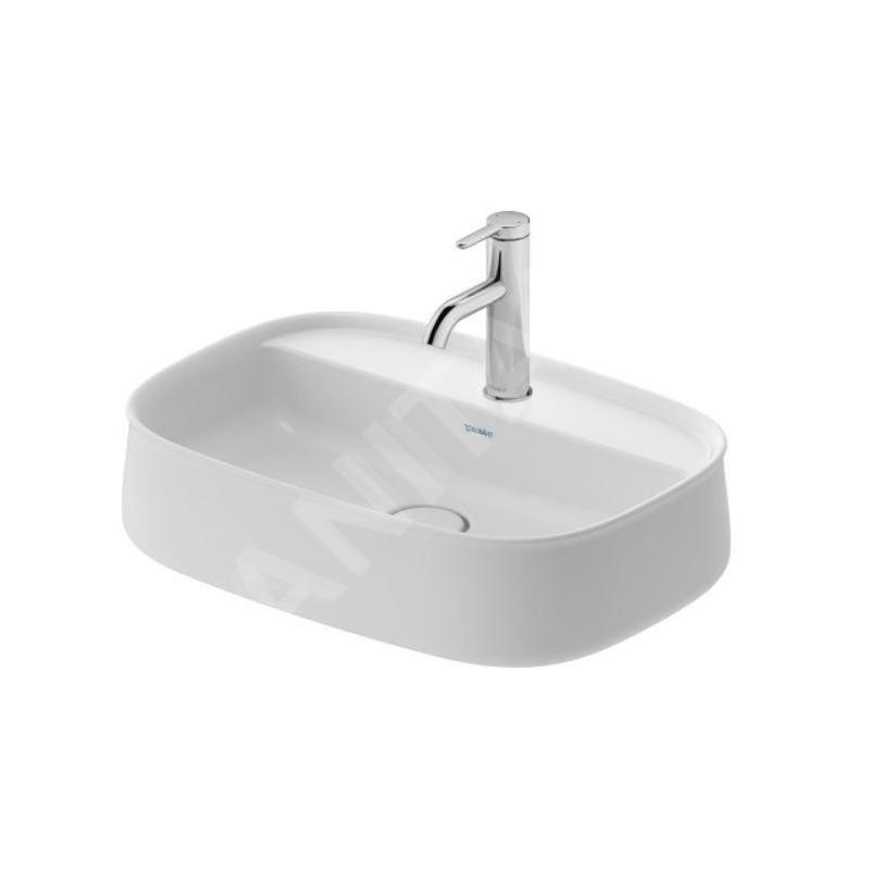 Duravit Zencha - Lavabo à poser 550x390 mm, sans trop-plein, trou pour robinet, DuraCeram, WonderGliss, blanc mat 23745532711 Duravit Zencha - Lavabo à poser 550x390 mm, sans trop-plein, trou pour robinet, DuraCeram, WonderGliss, blanc mat 23745532711