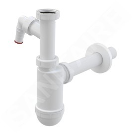 Alcadrain Siphons - Siphon de lavabo, avec raccord et écrou de trop-plein, blanc A430P