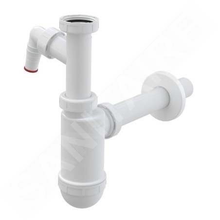 Alcadrain Siphons - Siphon de lavabo, avec raccord et écrou de trop-plein, blanc A430P