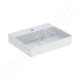 Geberit ONE - Lavabo à poser 50x41x14 cm, trop-plein caché, trou pour robinetterie, évacuation horizontale, blanc mat