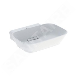 Geberit ONE - Lavabo à poser 50x43x15 cm, trop-plein caché, trou pour robinetterie, évacuation horizontale, blanc mat