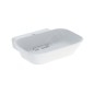 Geberit ONE - Lavabo à poser 50x43x15 cm, trop-plein caché, trou pour robinetterie, évacuation horizontale, blanc mat Geberit ONE - Lavabo à poser 50x43x15 cm, trop-plein caché, trou pour robinetterie, évacuation horizontale, blanc mat