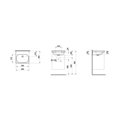 Laufen Lua - Lavabo de meuble 46x50 cm, avec trop-plein, sans trou de robinet, blanc H8100810001091