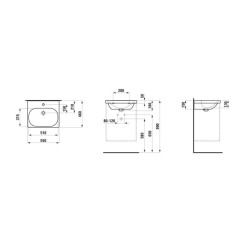 Laufen Lua - Lavabo de meuble 46x55 cm, sans trop-plein, trou pour robinetterie, blanc H8100820001561