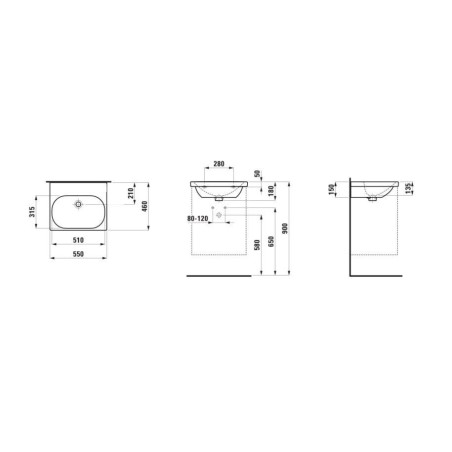 Laufen Lua - Lavabo de meuble 46x55 cm, avec trop-plein, sans trou pour robinet, LCC, blanc H8100824001091